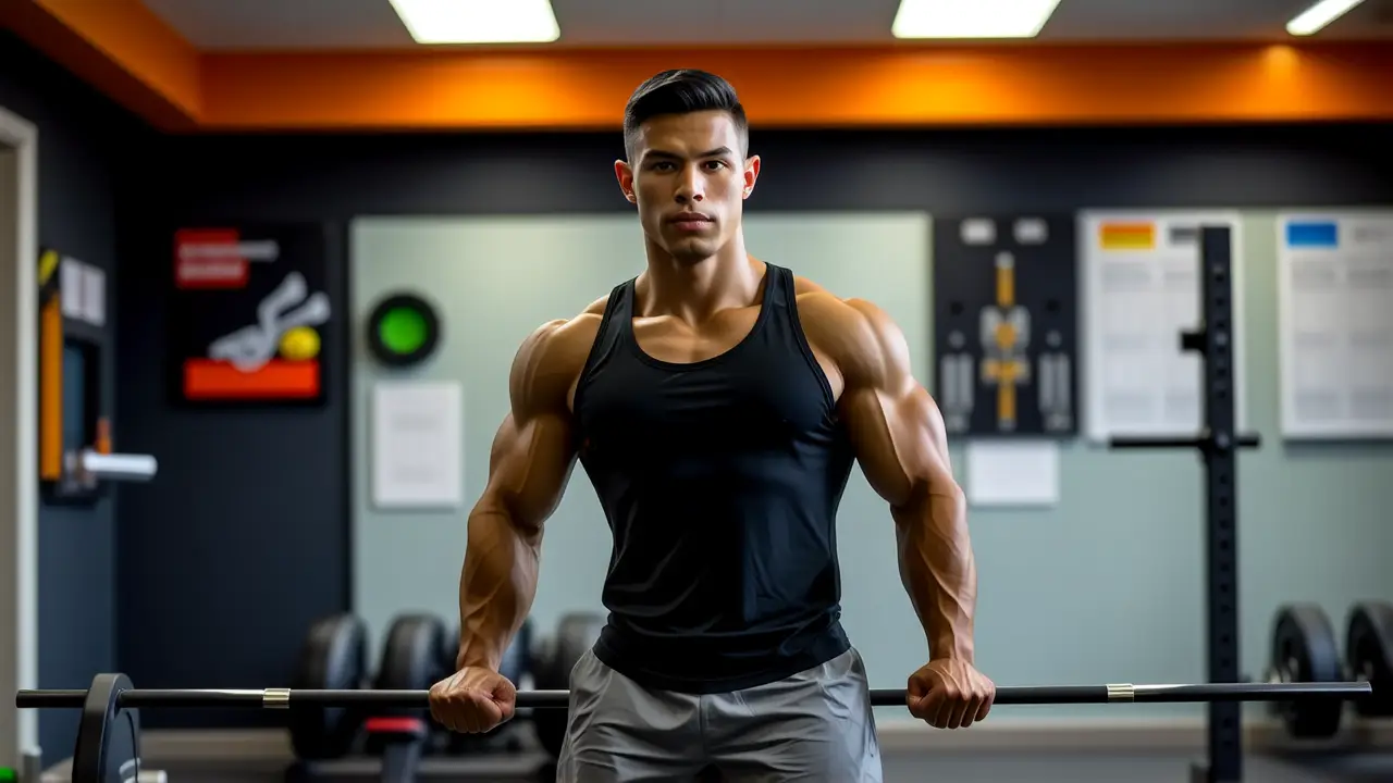 Atleta español concentrado en el ejercicio