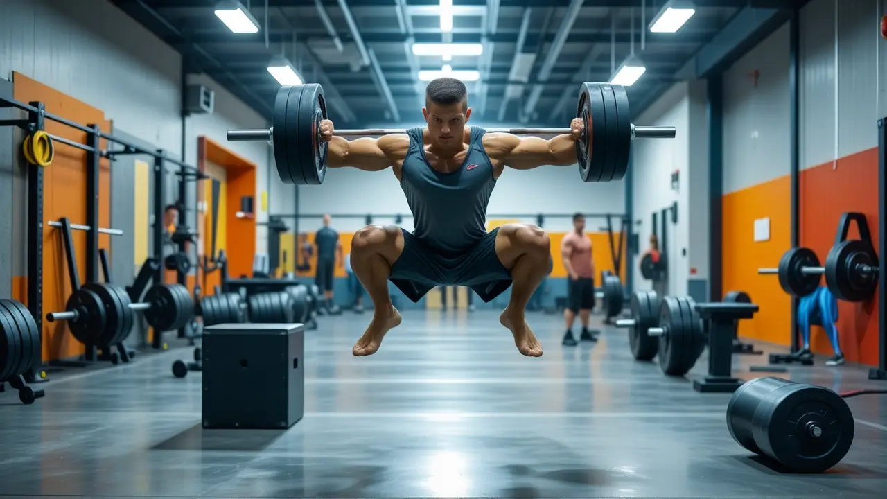 Un atleta español se esfuerza en el gimnasio