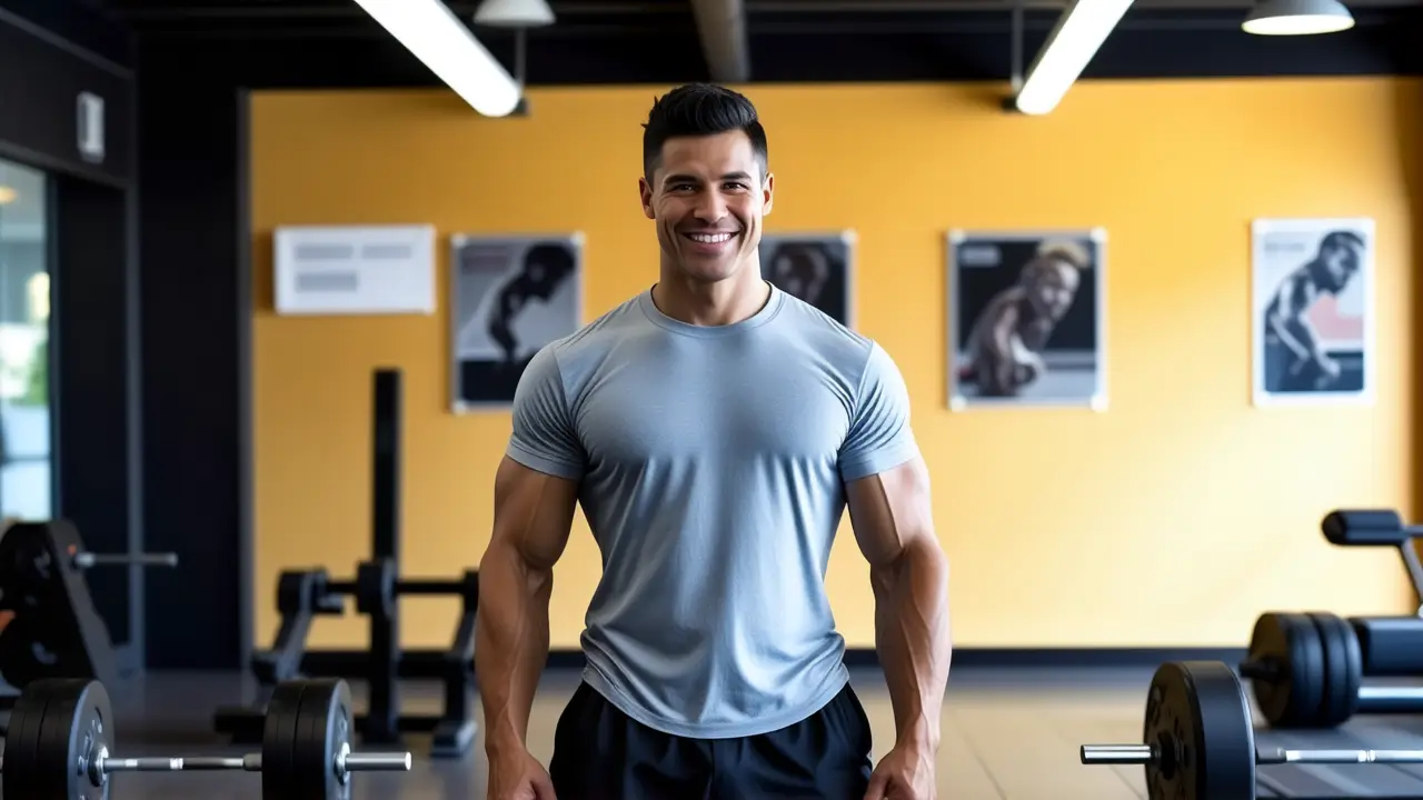 Un hombre atlético inspira fuerza en el gimnasio