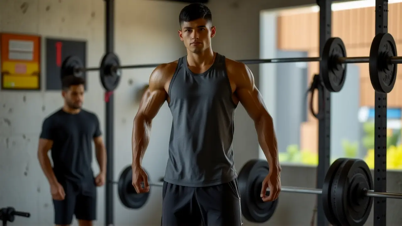 Fotógrafo captura atleta en gimnasio sombrío