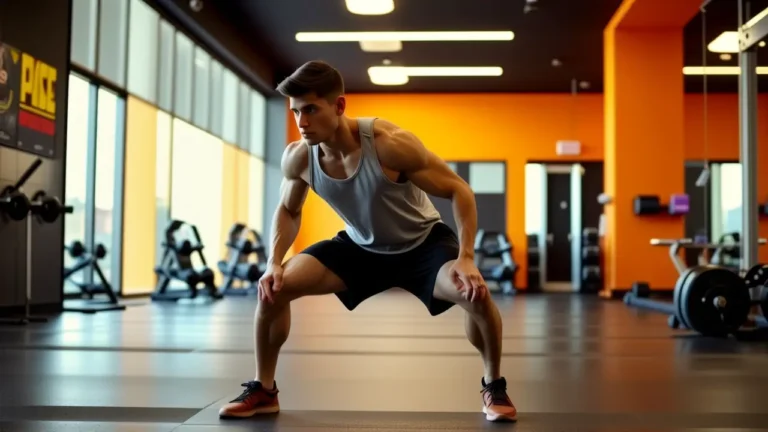 Atleta español musculoso en gimnasio vibrante