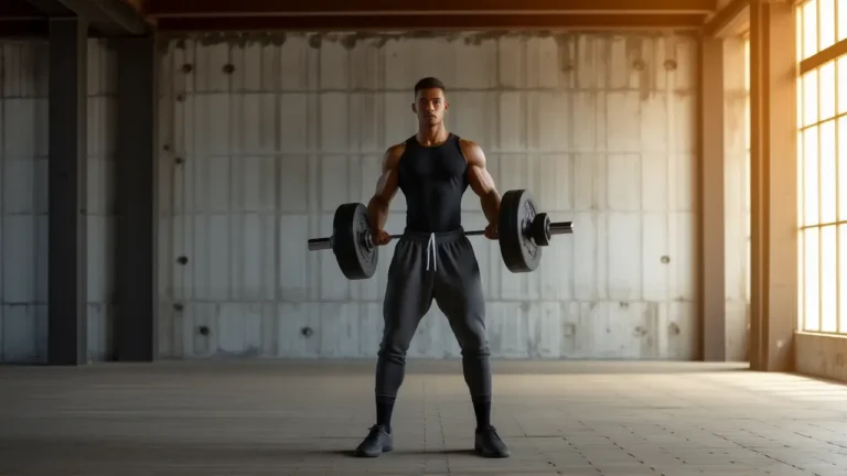 Atleta español musculoso en gimnasio industrial