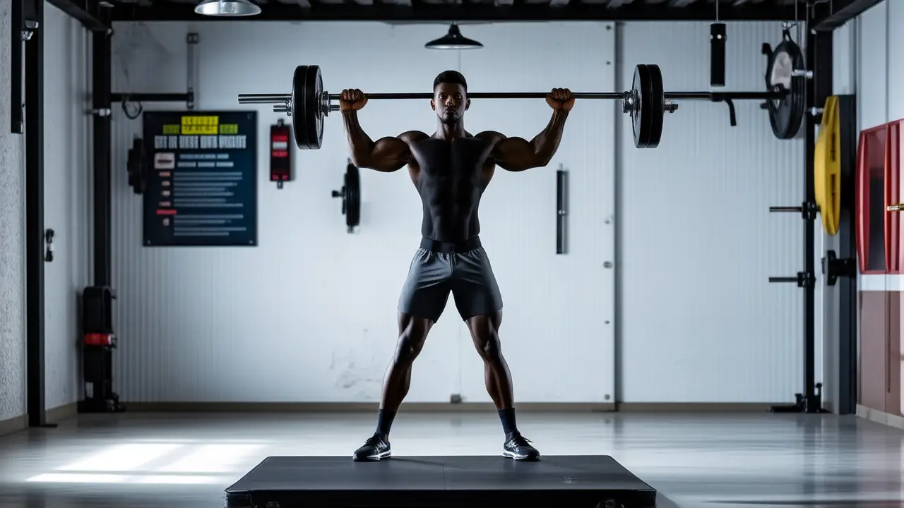 Atleta español musculoso en sesión intensa