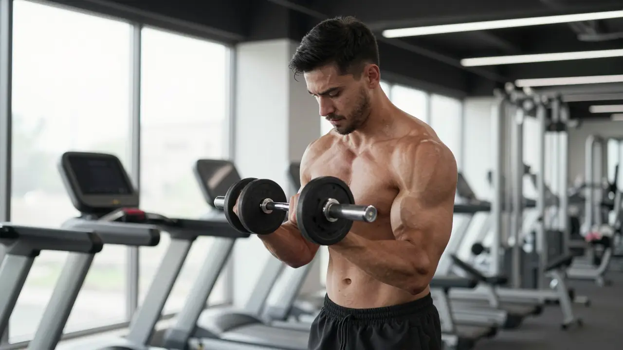 Levantador de pesas en gimnasio moderno