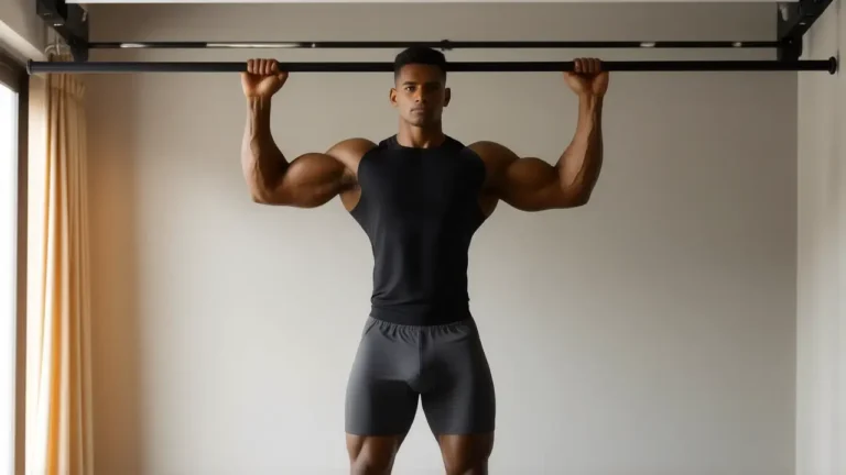 Un hombre atlético se entrena en gimnasio