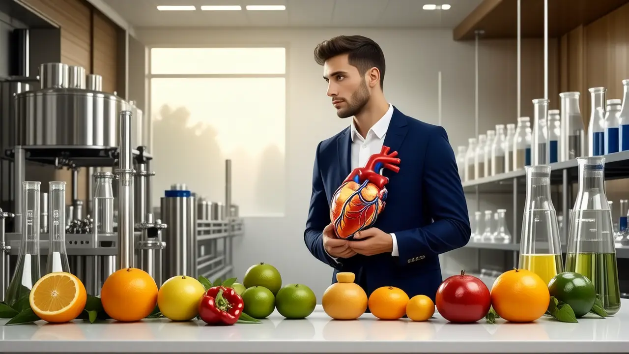 Un hombre atlético examina un corazón estilizado