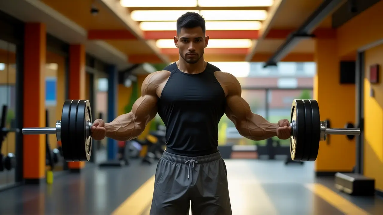 Atleta español musculoso en luz dramática