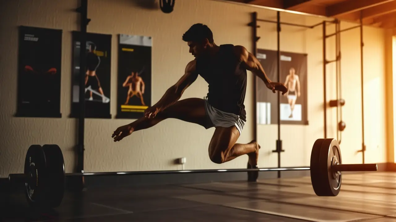 Atleta español musculoso en acción dramática