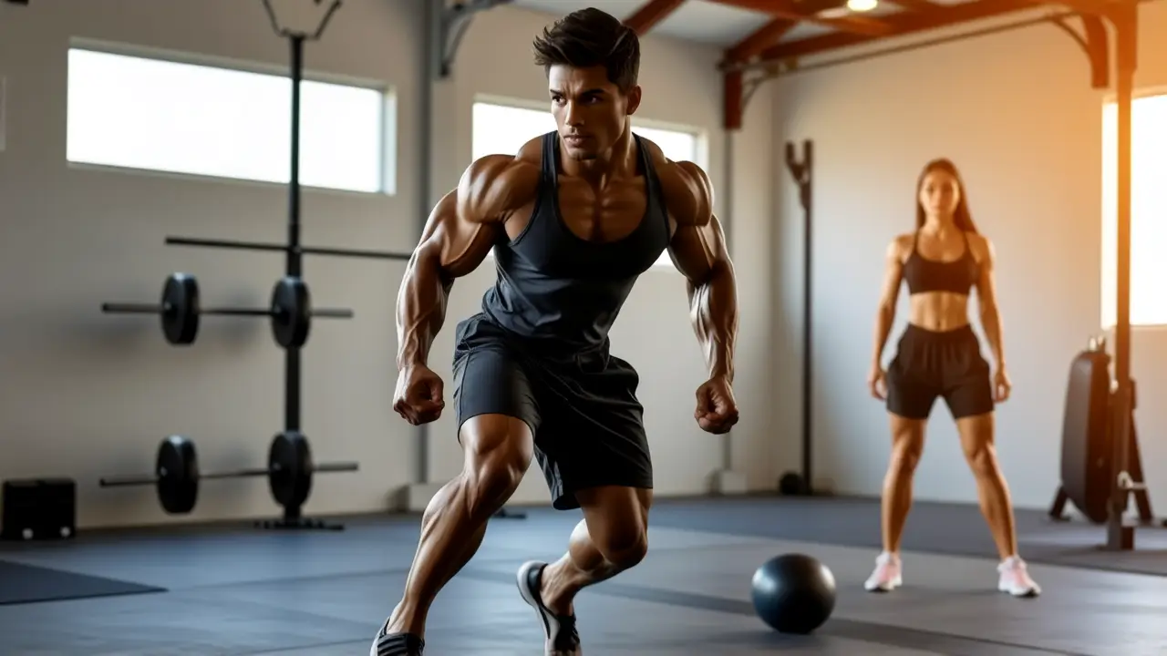 Atleta español atlético en sesión intensa