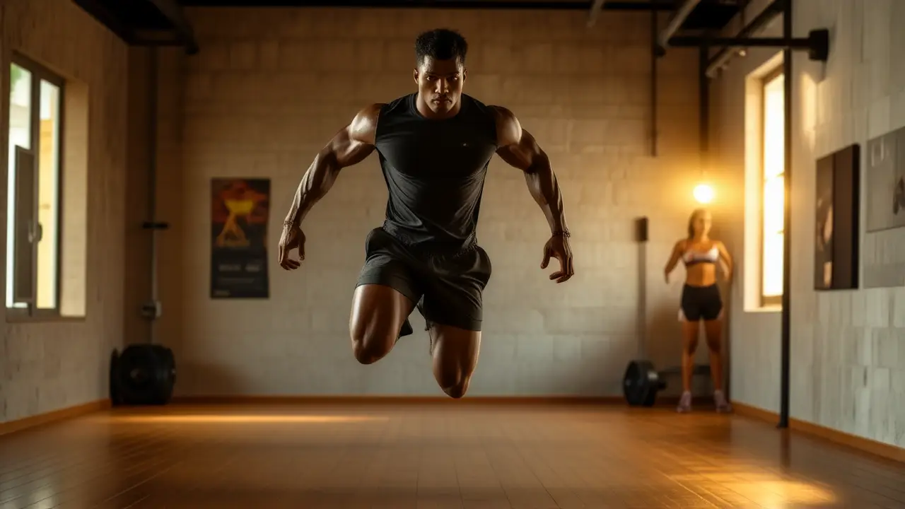 Atleta español musculoso en acción dramática