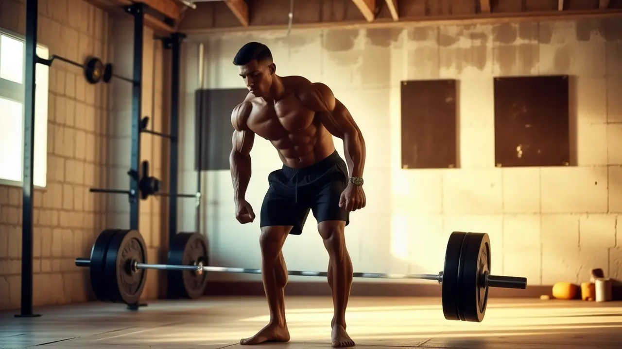 Atleta español musculoso en luz dramática