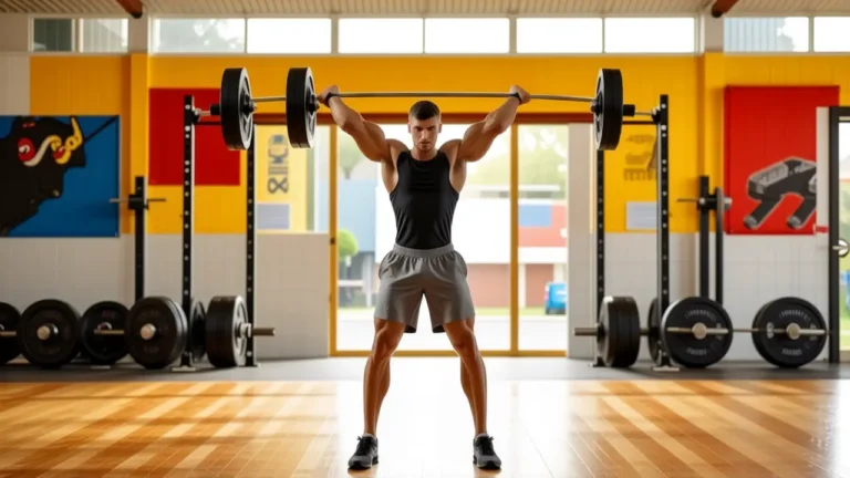 Atleta español musculoso realiza ejercicio intenso