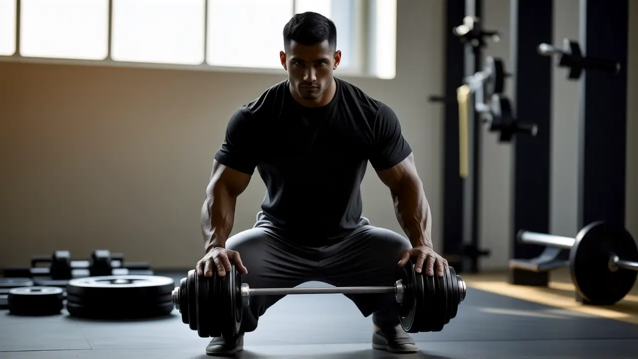 Atleta español fuerte en gimnasio realista