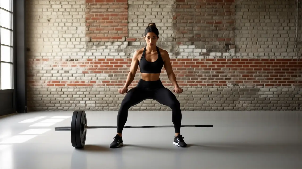 Una mujer atlética captura fuerza en el gimnasio