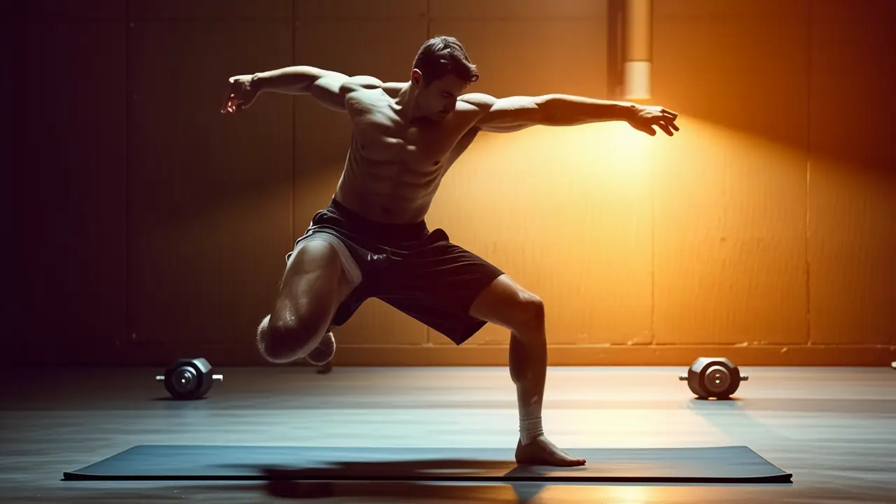 Un atleta español joven se entrena en gimnasio