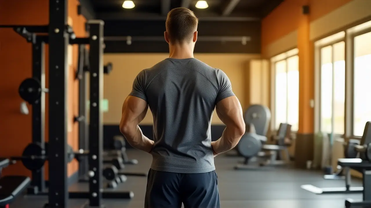 Un hombre atlético exhibe fuerza en el gimnasio