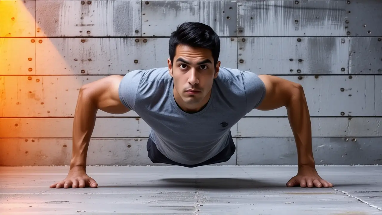 Un hombre atlético realiza ejercicios en gimnasio