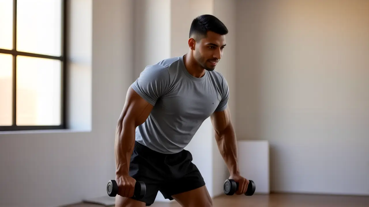 Un hombre atlético exhibe fuerza en gimnasio