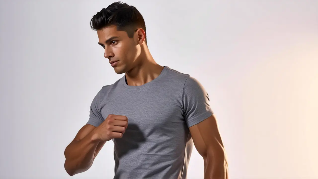 Fotógrafo captura hombro atlético en estudio