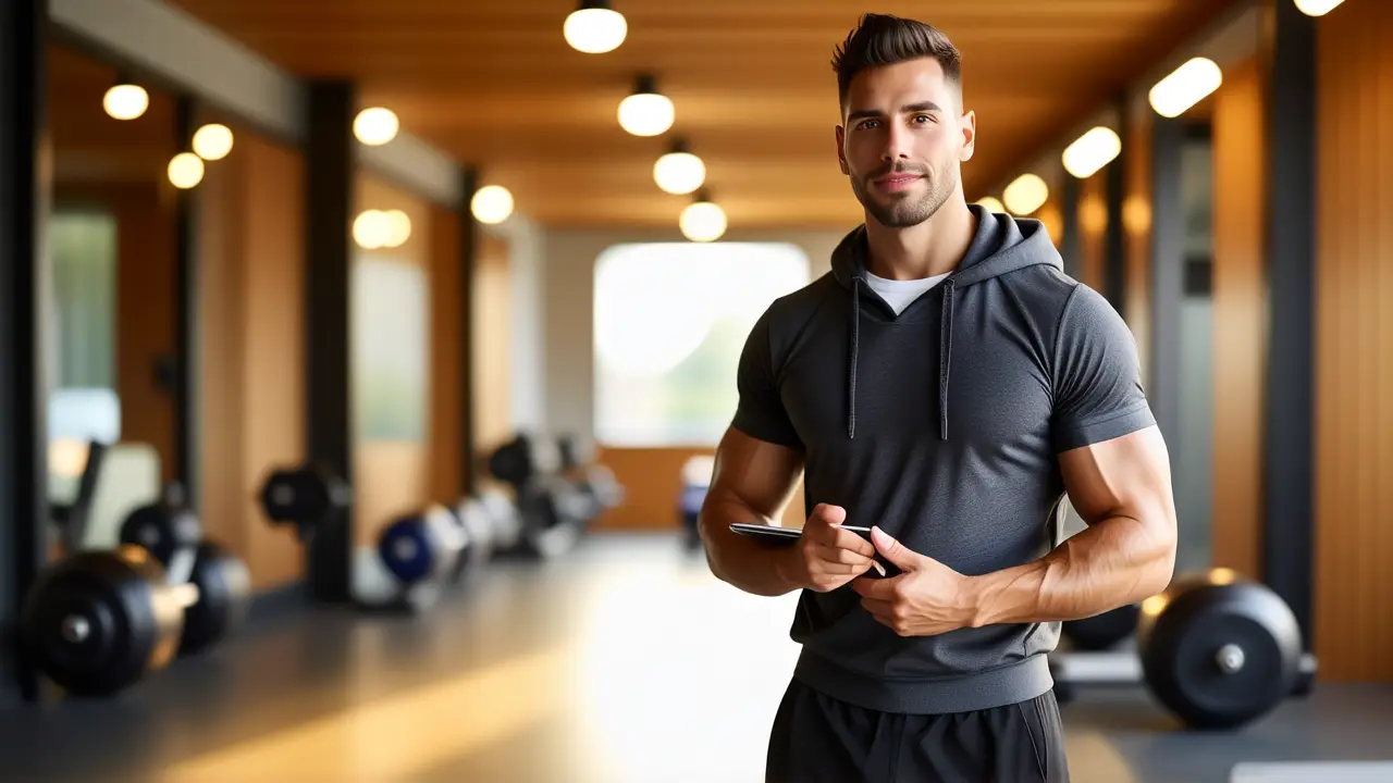 Fotógrafo captura un hombre atlético en gimnasio
