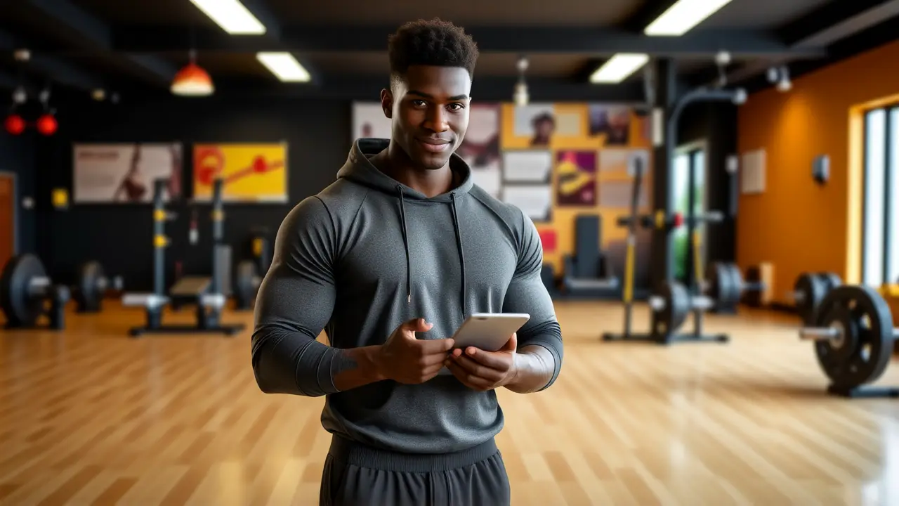 Entrenador atlético transmite confianza en gimnasio