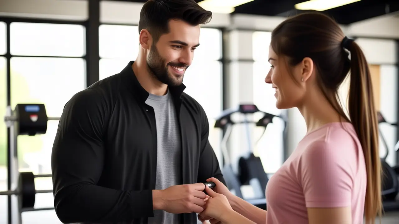 Entrenador español guio a mujer en gimnasio