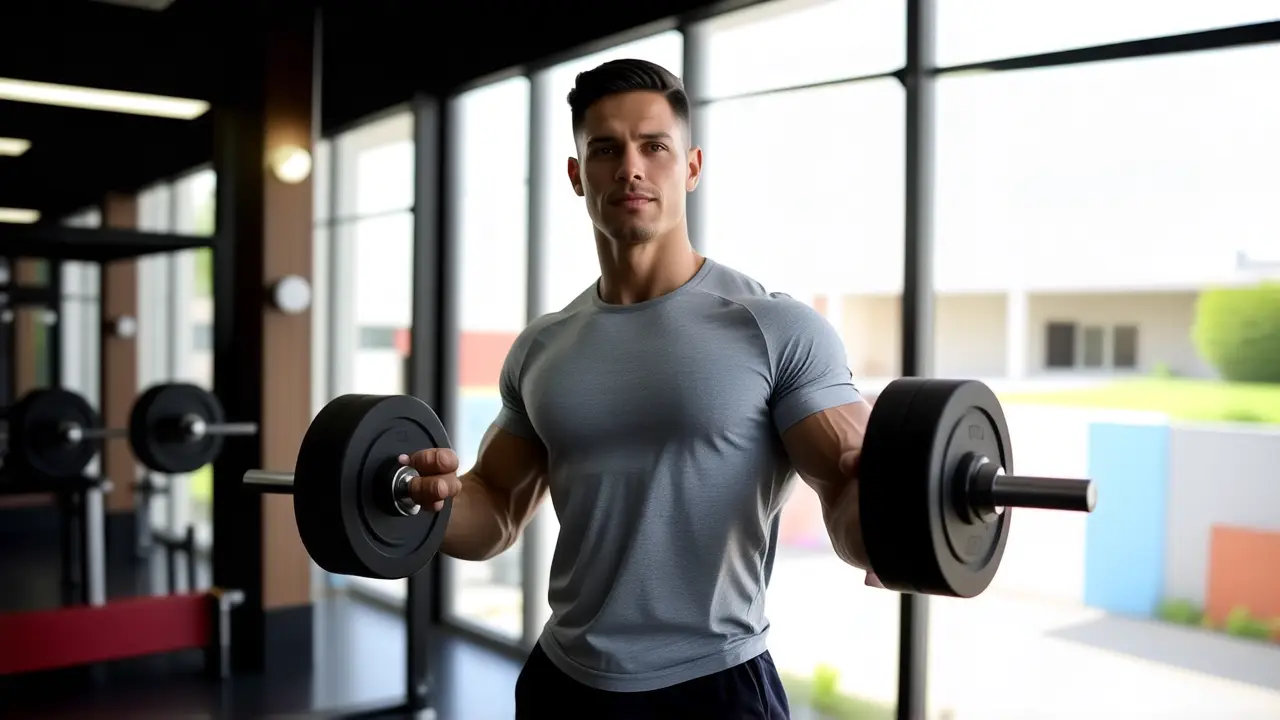 Entrenador atlético en gimnasio moderno España
