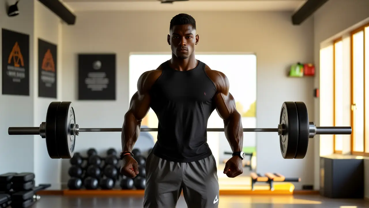 Entrenamiento Personal Algeciras: Entrenador Certificado 2 Un español atlético se entrena en gimnasio iluminado