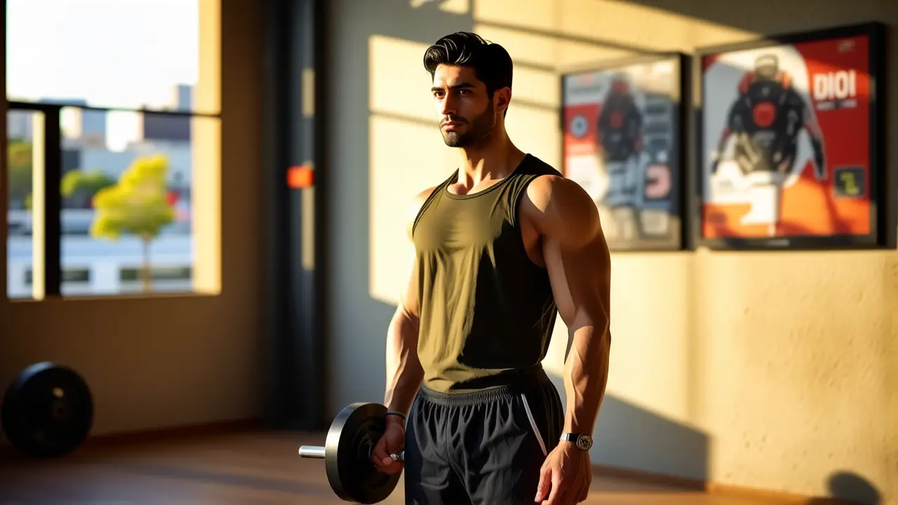 Entrenador español musculoso en sesión dinámica