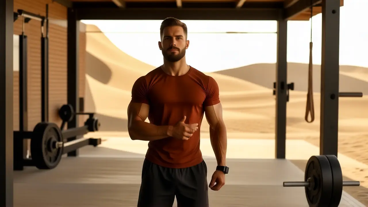 Un hombre atlético luce confiado en la playa