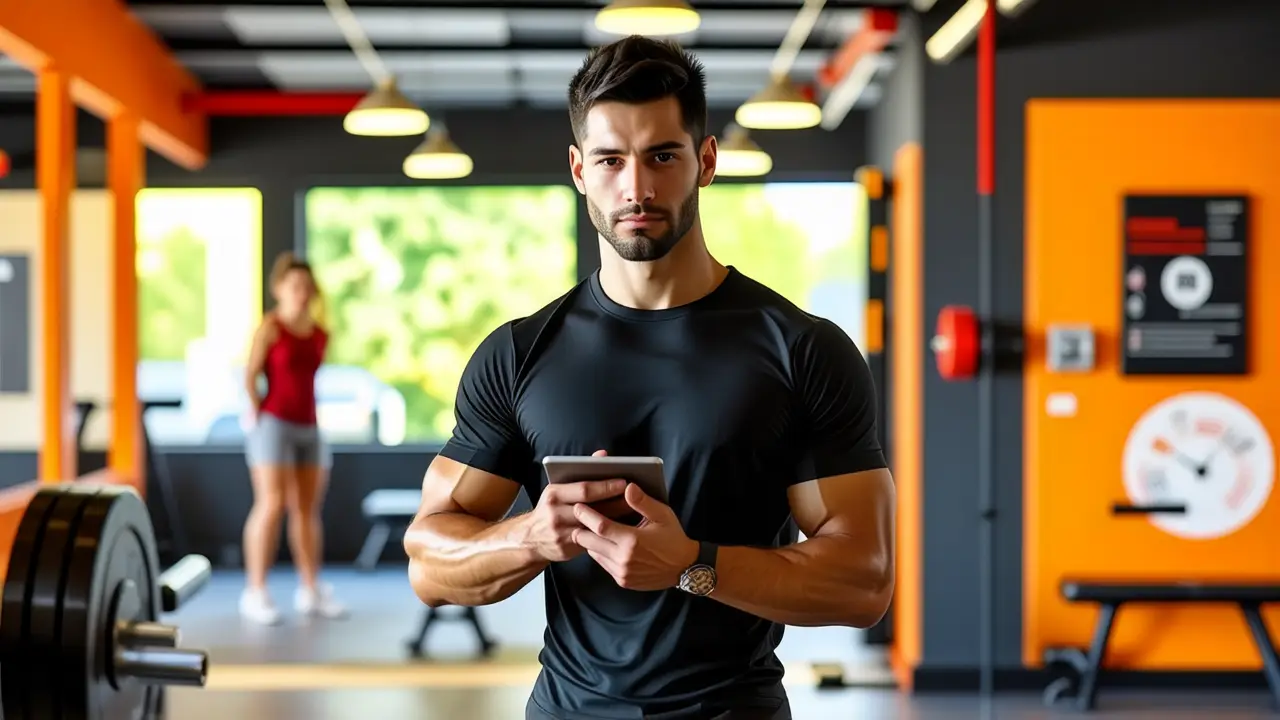 Un hombre atlético entrena con determinación en gimnasio