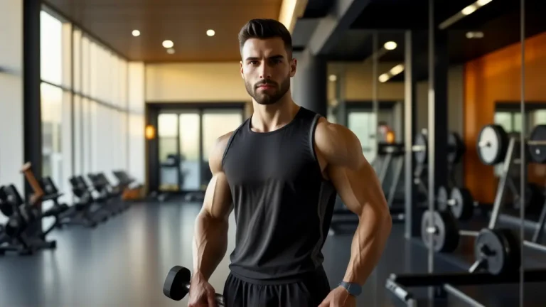 Un entrenador atlético transmite confianza en gimnasio