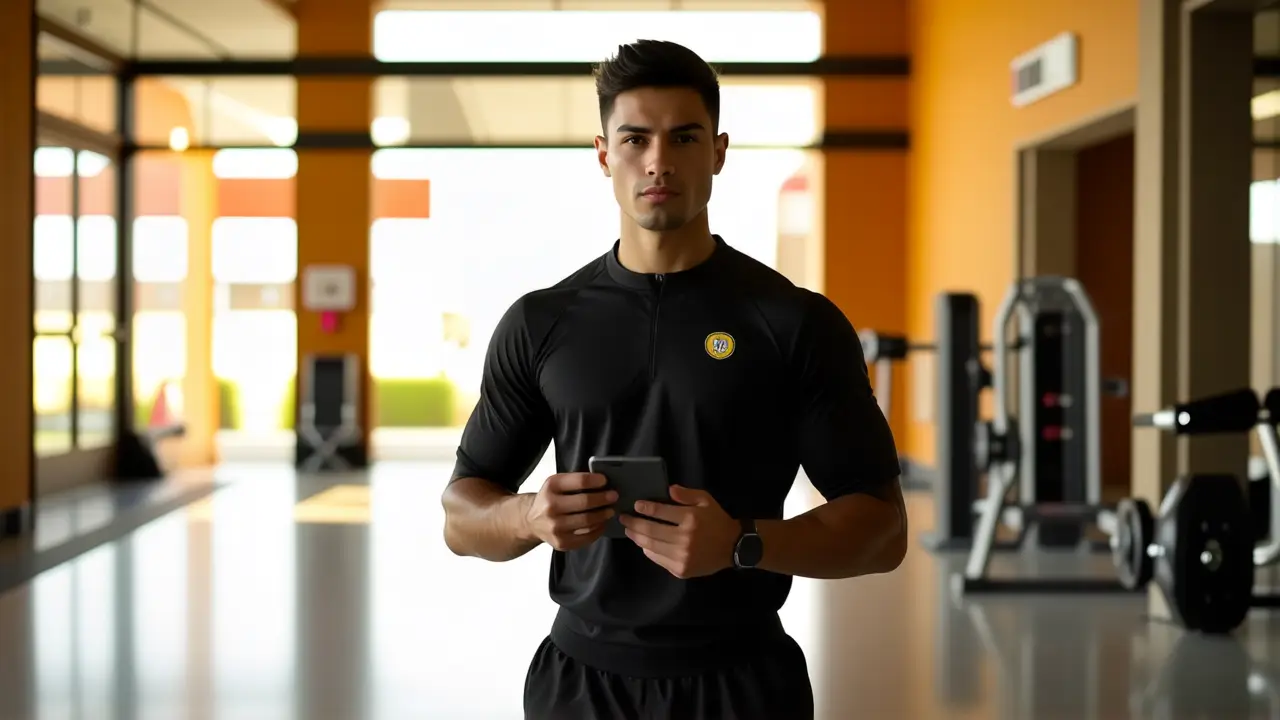 Entrenador atlético en sesión profesional y dinámica