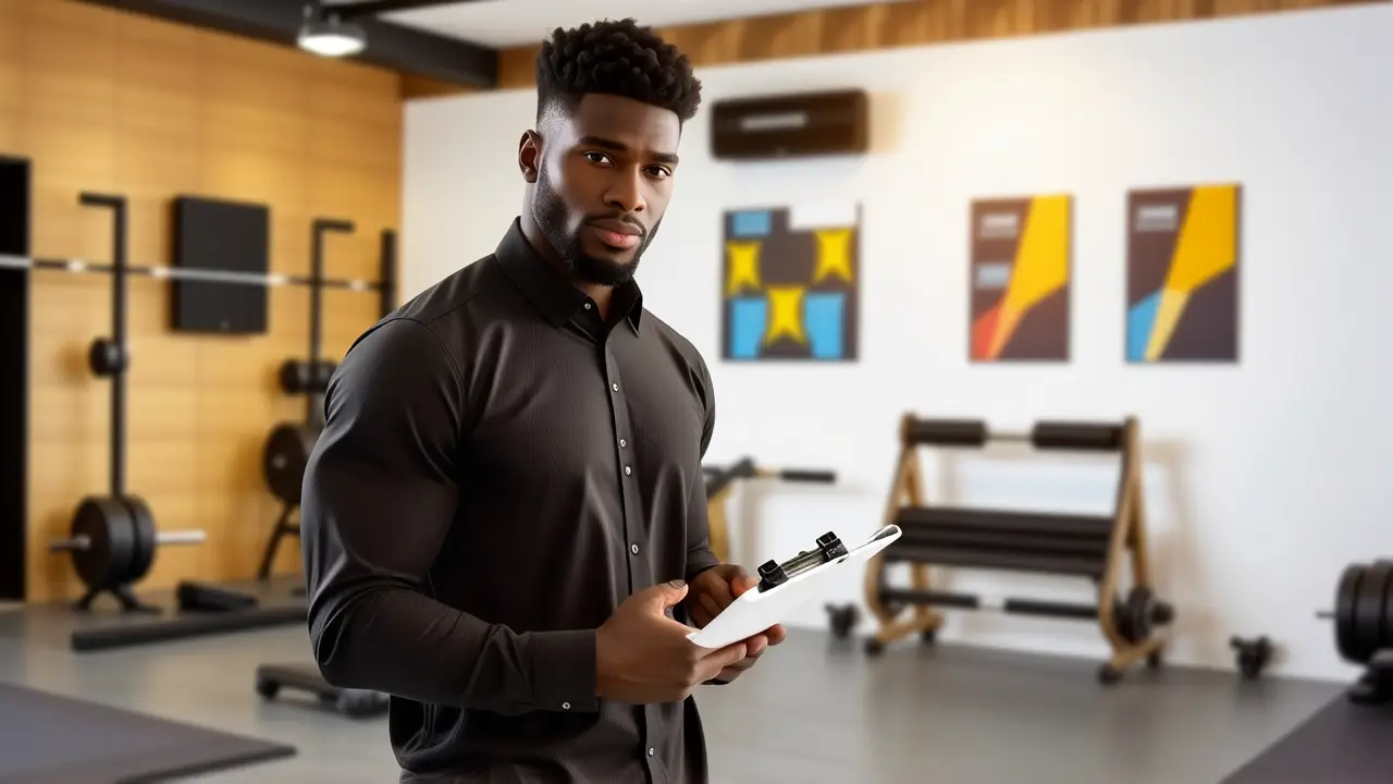 Entrenador Personal Girona: Cualificación Profesional 2 Entrenador atlético analiza a su cliente en gimnasio