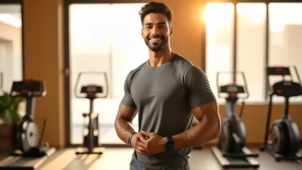 Fotógrafo captura un hombre atlético en gimnasio