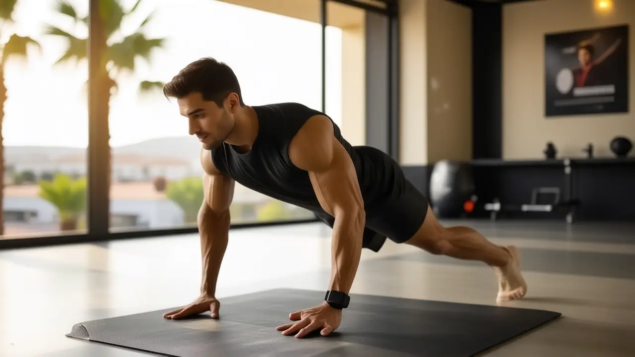 Un hombre atlético realiza ejercicio en Jerez