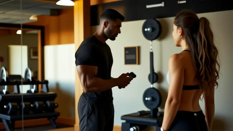 Entrenador español atlético en gimnasio moderno