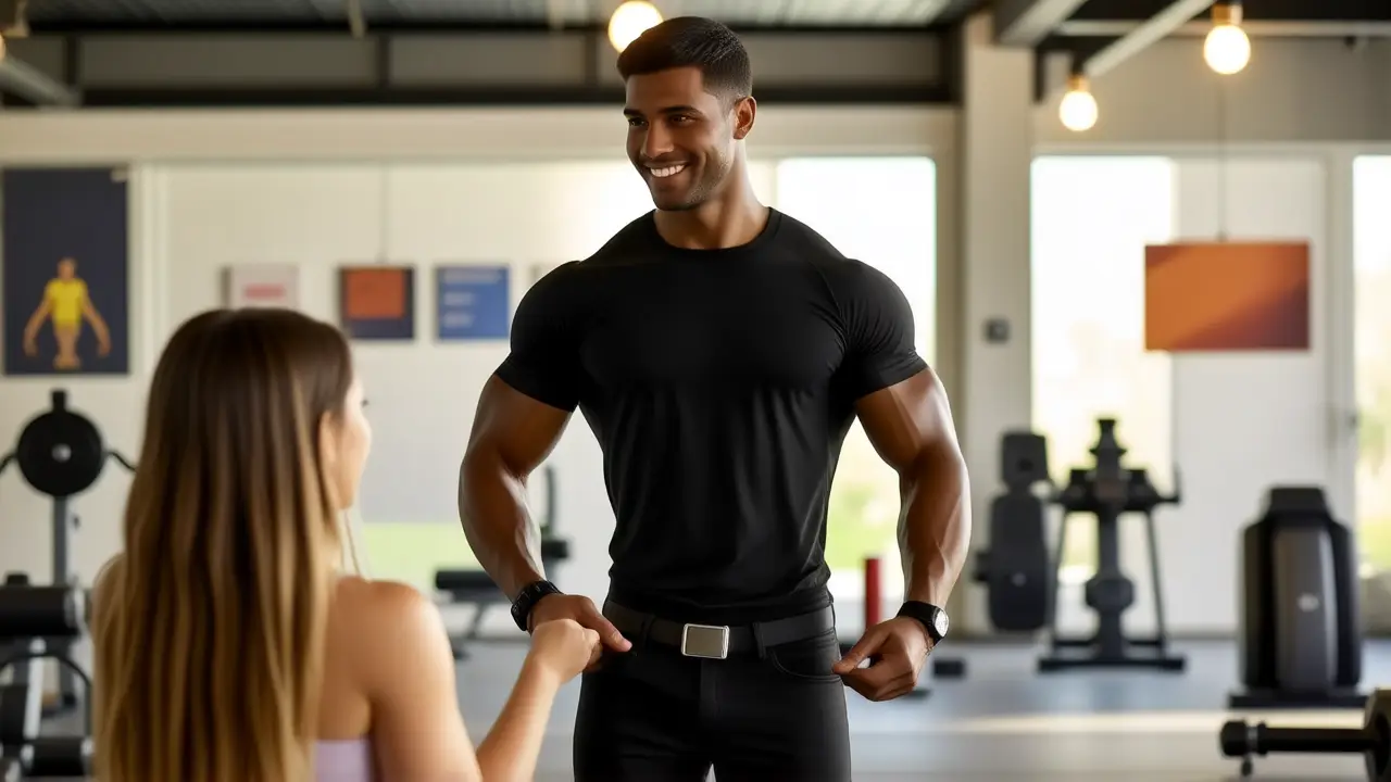 Entrenador español transmite confianza en gimnasio moderno