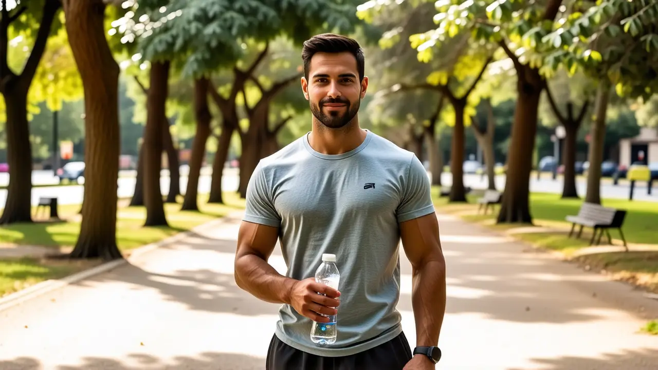 Un hombre atlético transmite bienestar en la luz