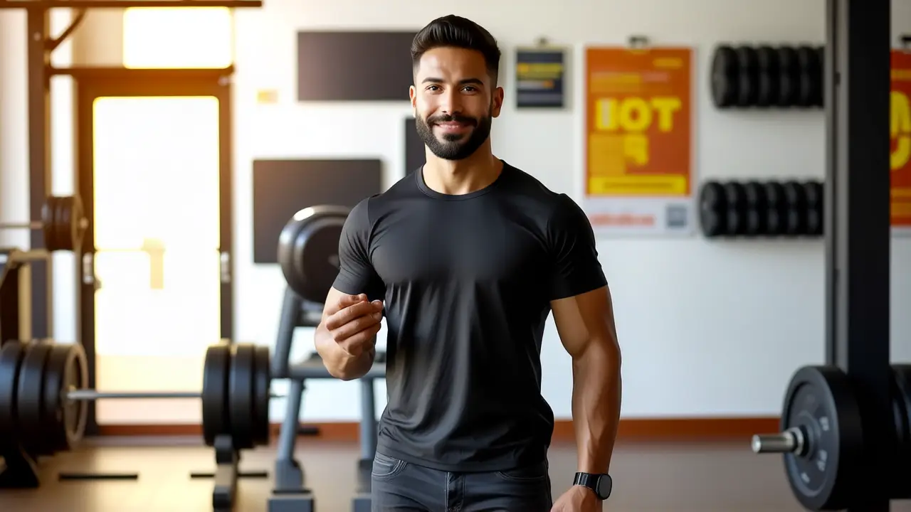 Un entrenador atlético transmite confianza en gimnasio moderno