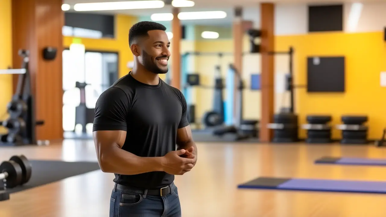 Fotógrafo captura un entrenador atlético en gimnasio
