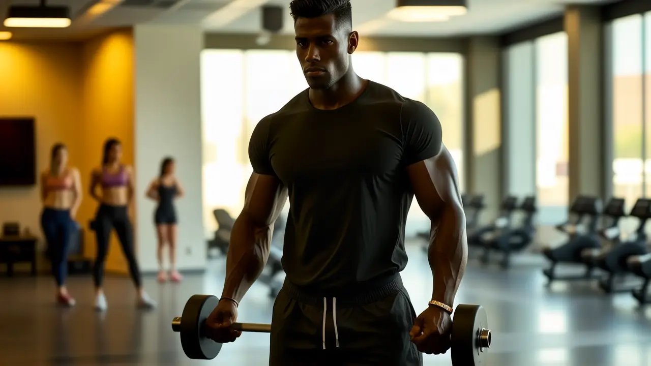 Entrenador Personal Torrejón: Tu Mejor Forma 3 Entrenador español musculoso en sesión fotográfica realista