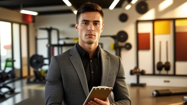 Un hombre atlético contempla el gimnasio con seriedad