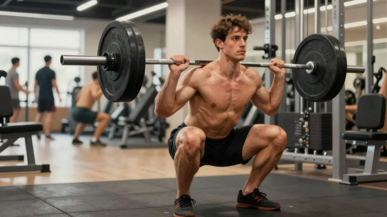 Un atleta levanta pesas con intensidad