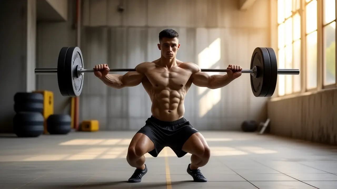 Atleta español musculoso en tensión intensa