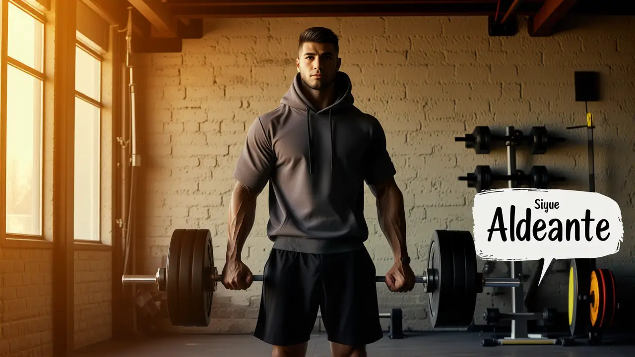 Atleta español se esfuerza con determinación en el gimnasio