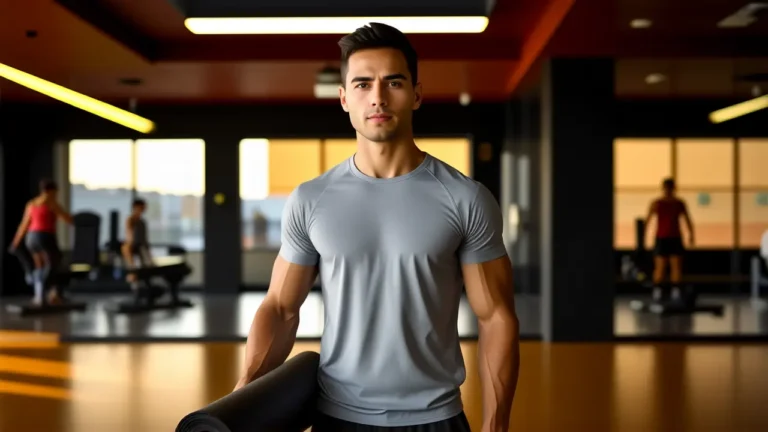 Un hombre atlético transmite energía en gimnasio