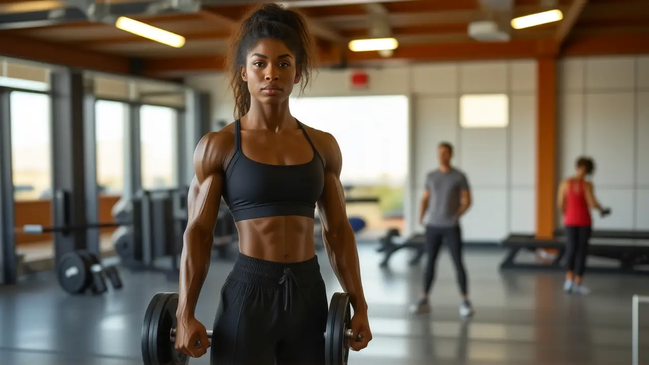 Atleta española se entrena con intensidad y fuerza