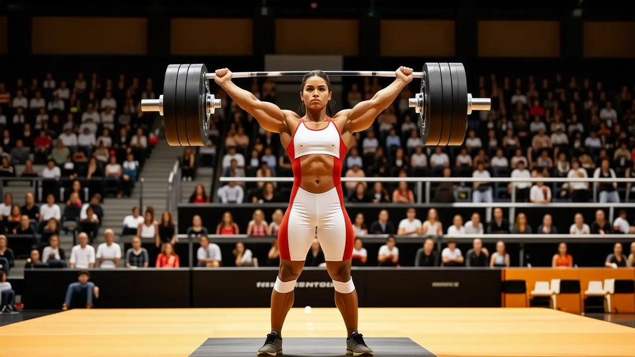 Una atleta española se muestra poderosa y concentrada