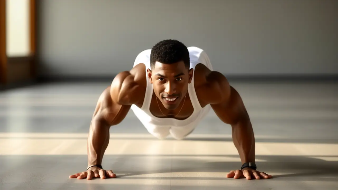 Handstand Push Ups: Guía Completa HSPUS 3 Un hombre atlético se estira en gimnasio